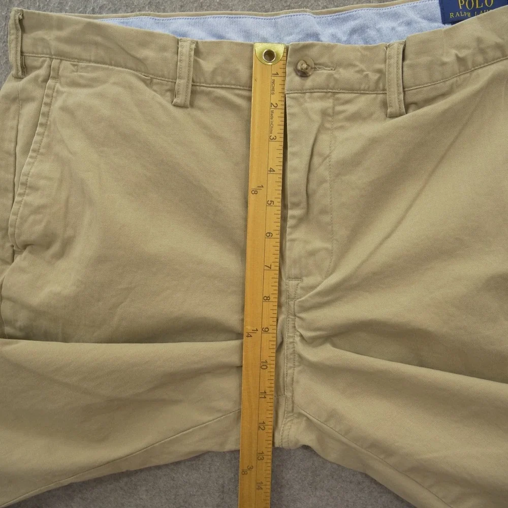Polo Ralph Lauren Pants Mens 36 Beige Chino Flat Front Golf  Cotton Pony Logo